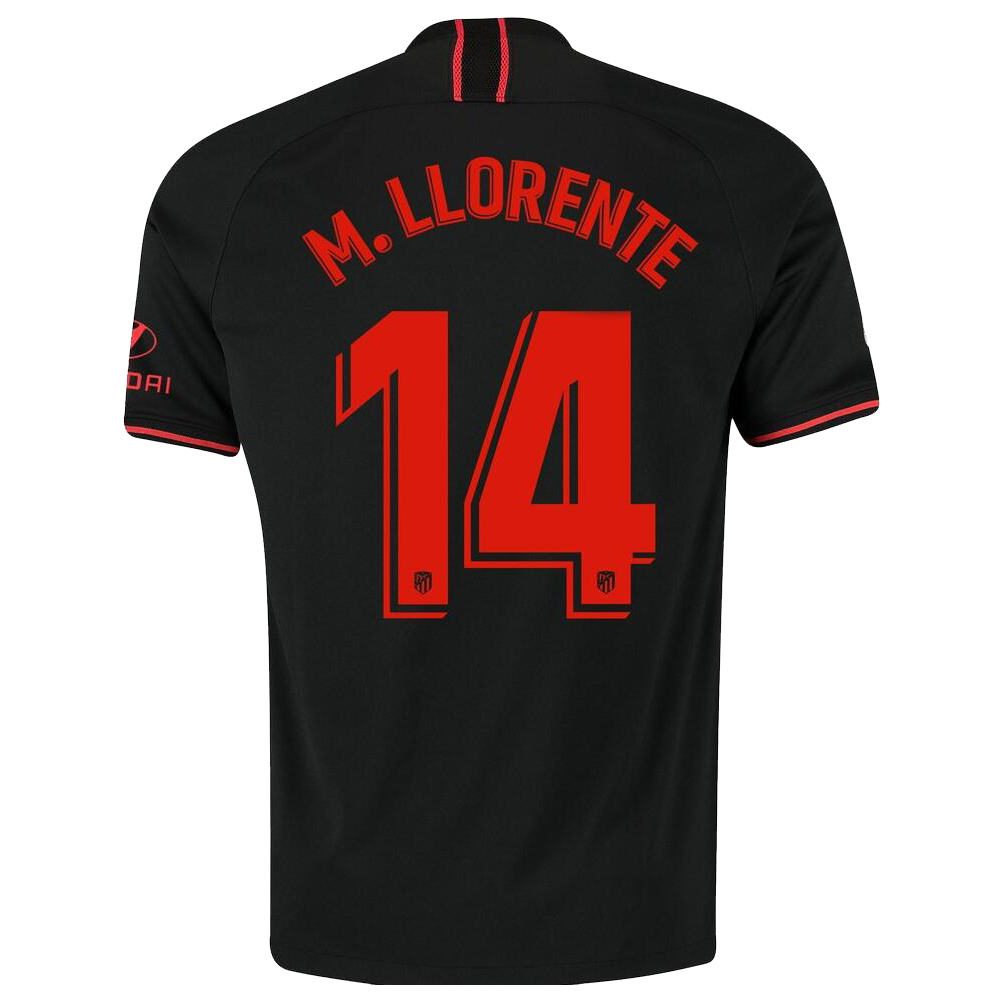 Hombre Marcos Llorente 14 2ª Equipación Negro Camiseta 2019/20 La Camisa Chile