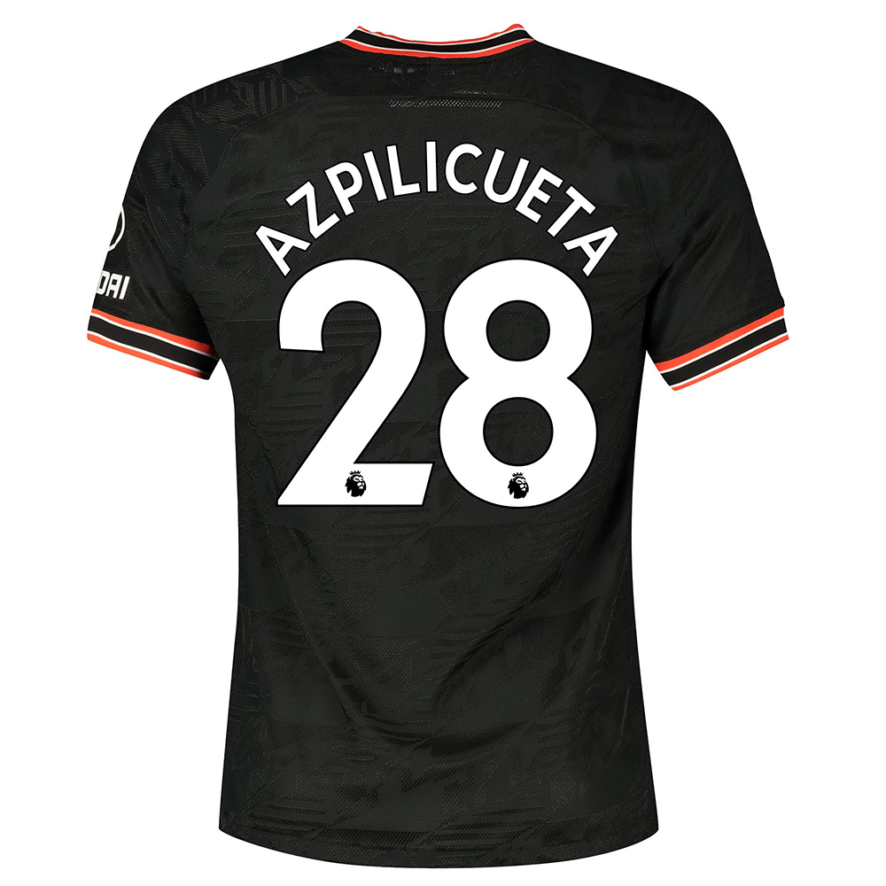 Hombre Cesar Azpilicueta 28 3ª Equipación Negro Camiseta 2019/20 La Camisa Chile