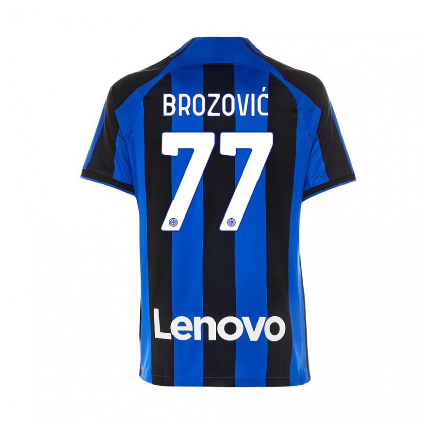 Kandiny Niño Camiseta Marcelo Brozovic #77 Azul Real Negro 1ª Equipación 2022/23 La Camisa Chile
