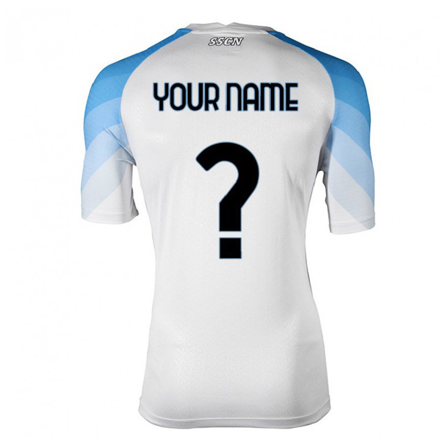 Kandiny Niño Camiseta Su Nombre #0 Blanco Cielo Azul 2ª Equipación 2022/23 La Camisa Chile