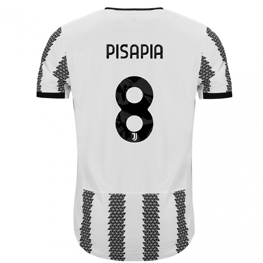 Kandiny Hombre Camiseta Luciano Pisapia #8 Blanco Negro 1ª Equipación 2022/23 La Camisa Chile