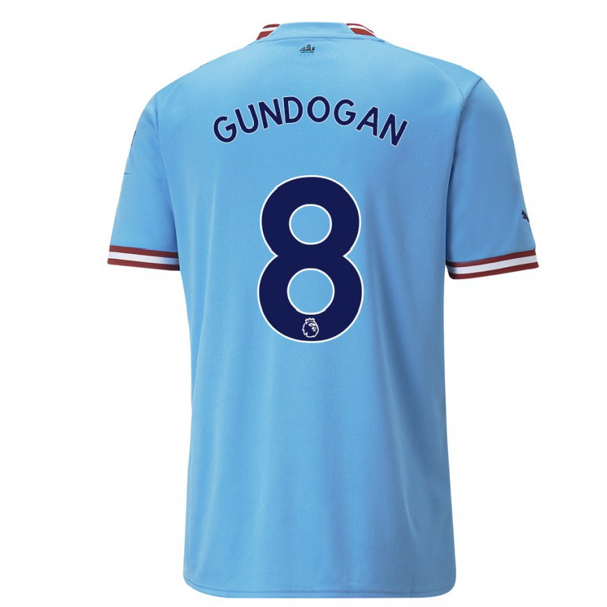 Kandiny Hombre Camiseta Ilkay Gundogan #8 Azul Rojo 1ª Equipación 2022/23 La Camisa Chile