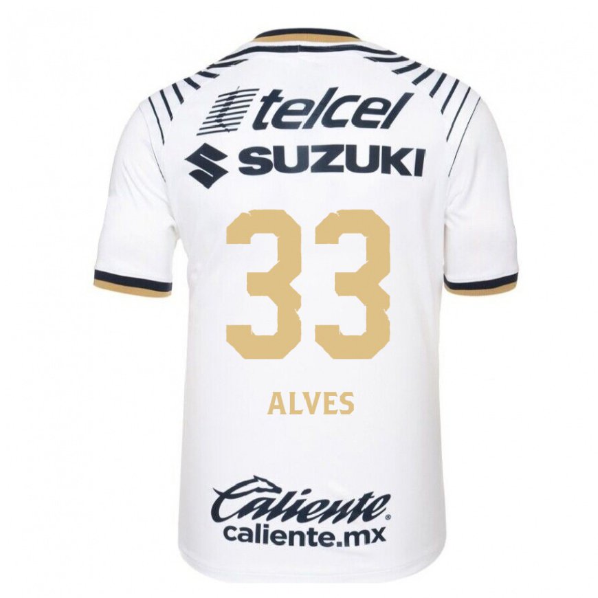 Kandiny Hombre Camiseta Dani Alves #33 Mezclilla Blanca 1ª Equipación 2022/23 La Camisa Chile