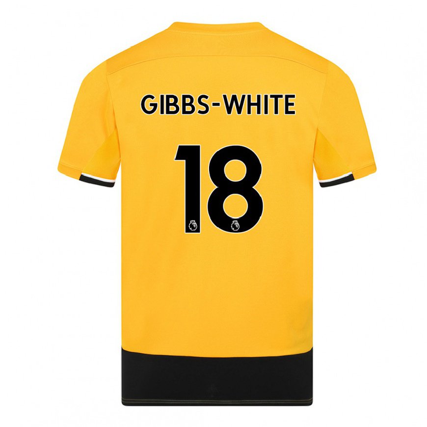 Kandiny Hombre Camiseta Morgan Gibbs-white #18 Amarillo Negro 1ª Equipación 2022/23 La Camisa Chile