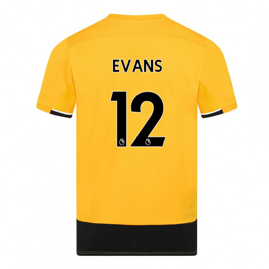 Kandiny Hombre Camiseta Kate Evans #12 Amarillo Negro 1ª Equipación 2022/23 La Camisa Chile