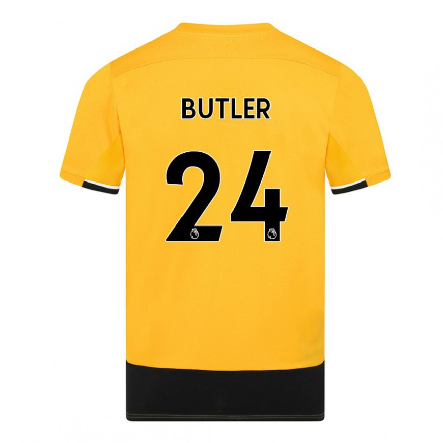 Kandiny Hombre Camiseta Elli Butler #24 Amarillo Negro 1ª Equipación 2022/23 La Camisa Chile