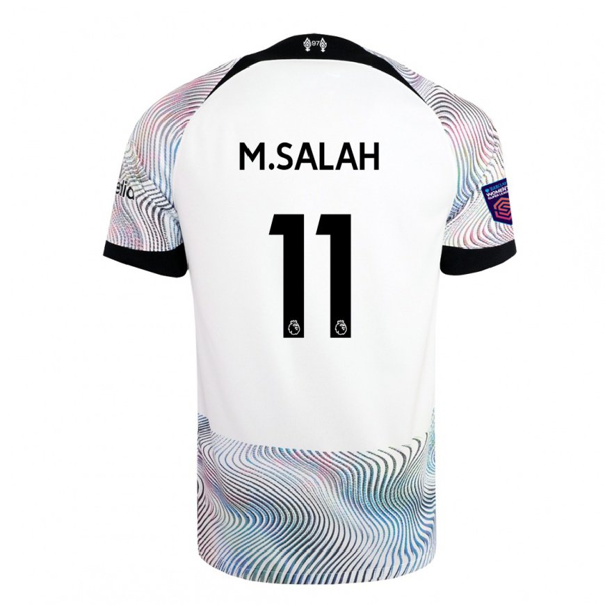Kandiny Hombre Camiseta Mohamed Salah #11 Blanco Colorido 2ª Equipación 2022/23 La Camisa Chile