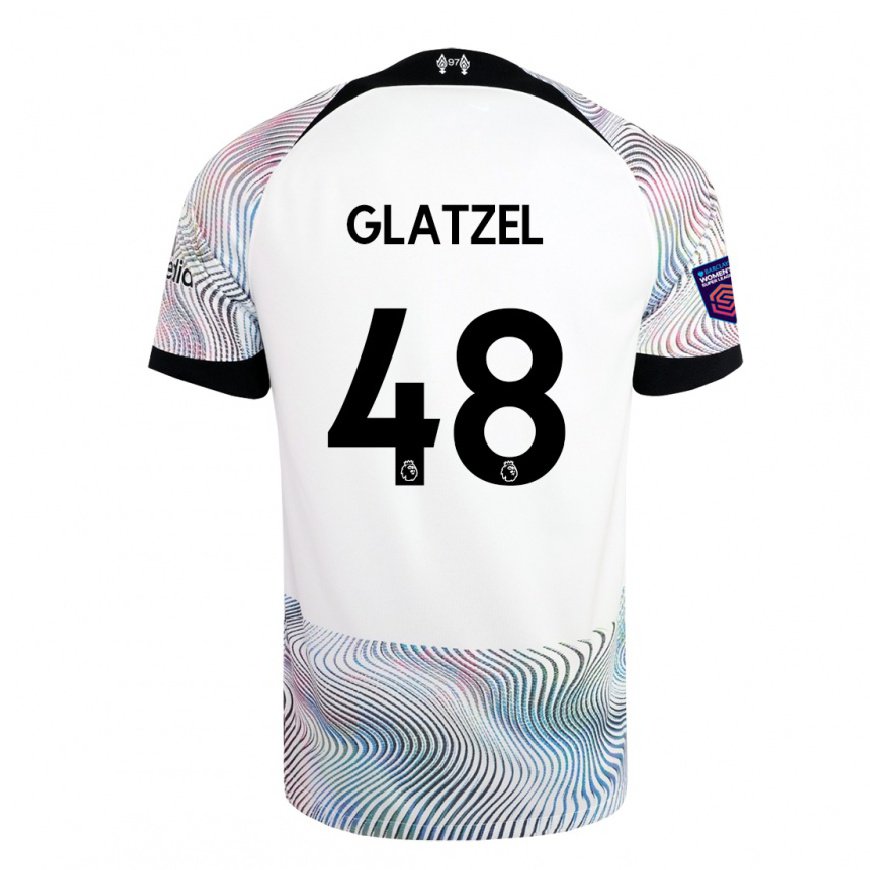 Kandiny Hombre Camiseta Paul Glatzel #48 Blanco Colorido 2ª Equipación 2022/23 La Camisa Chile