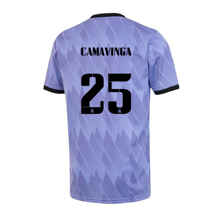 Kandiny Hombre Camiseta Eduardo Camavinga #25 Púrpura Negro 2ª Equipación 2022/23 La Camisa Chile