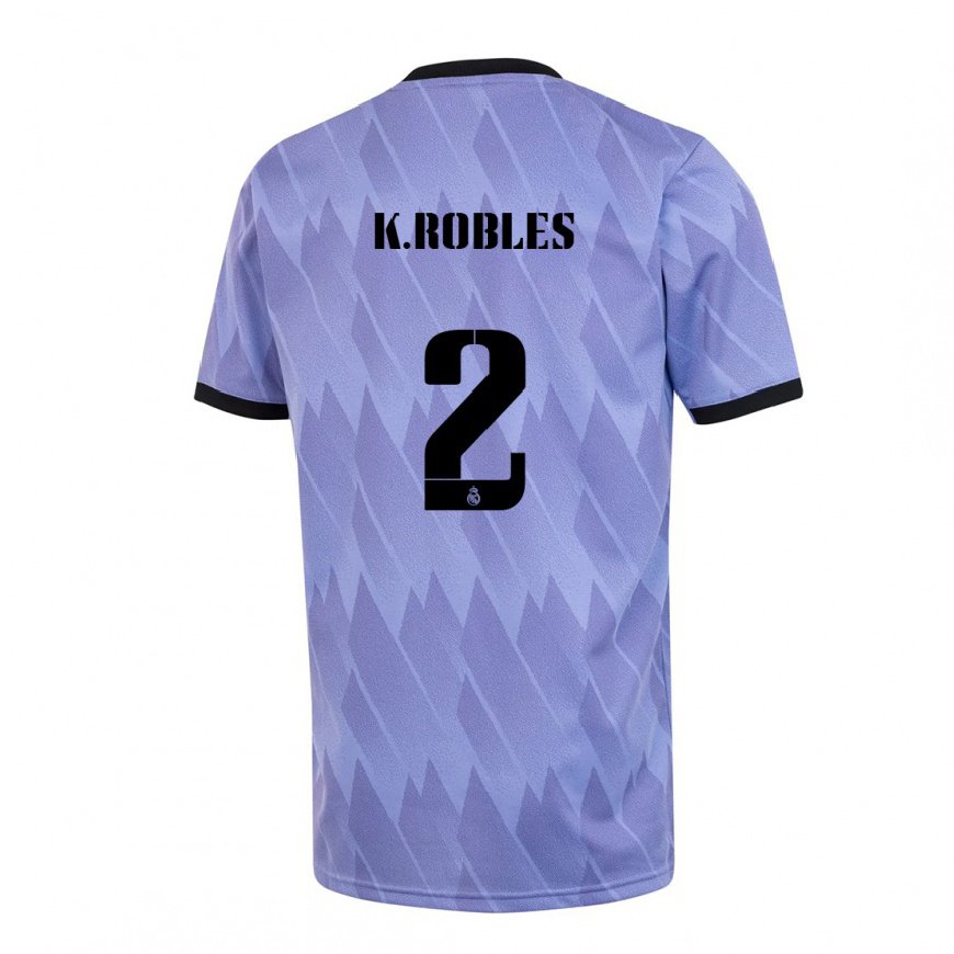 Kandiny Hombre Camiseta Kenti Robles #2 Púrpura Negro 2ª Equipación 2022/23 La Camisa Chile