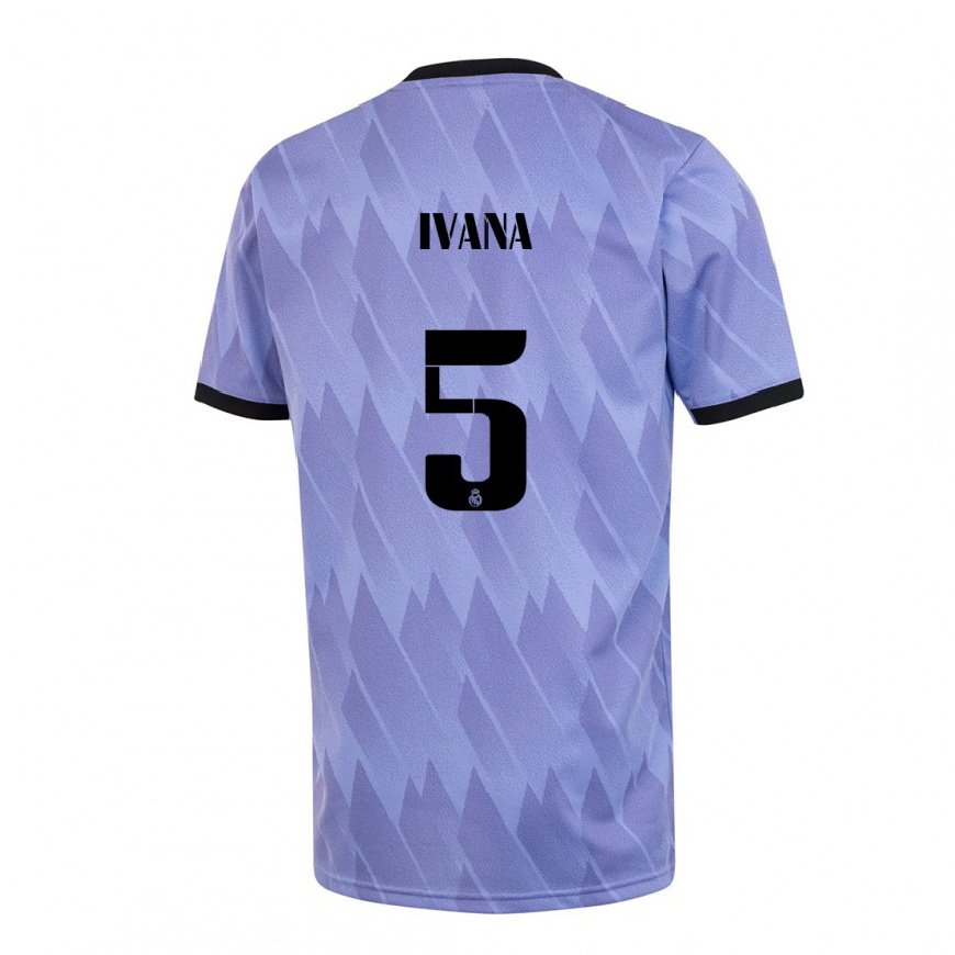 Kandiny Hombre Camiseta Ivana Andres #5 Púrpura Negro 2ª Equipación 2022/23 La Camisa Chile