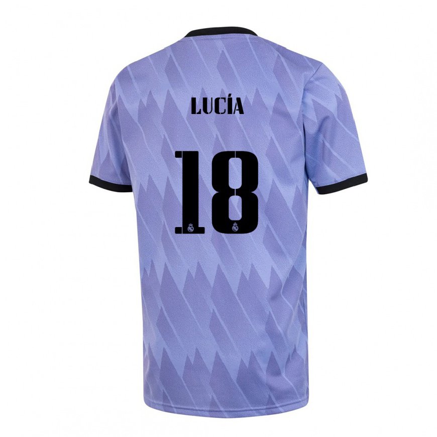 Kandiny Hombre Camiseta Lucia Rodriguez #18 Púrpura Negro 2ª Equipación 2022/23 La Camisa Chile