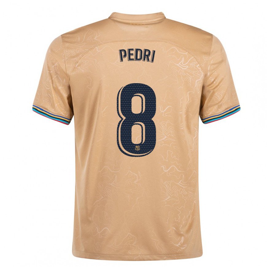 Kandiny Hombre Camiseta Pedri #8 Oro 2ª Equipación 2022/23 La Camisa Chile