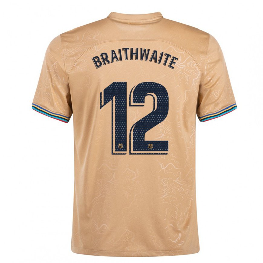 Kandiny Hombre Camiseta Martin Braithwaite #12 Oro 2ª Equipación 2022/23 La Camisa Chile