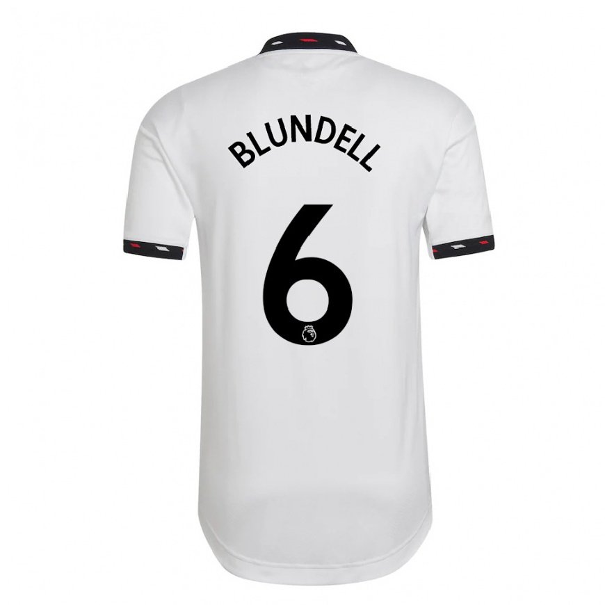 Kandiny Hombre Camiseta Hannah Blundell #6 Blanco 2ª Equipación 2022/23 La Camisa Chile