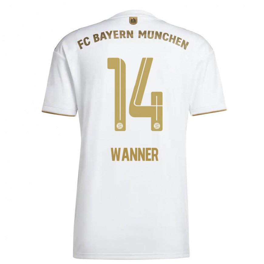 Kandiny Hombre Camiseta Paul Wanner #14 Oro Blanco 2ª Equipación 2022/23 La Camisa Chile