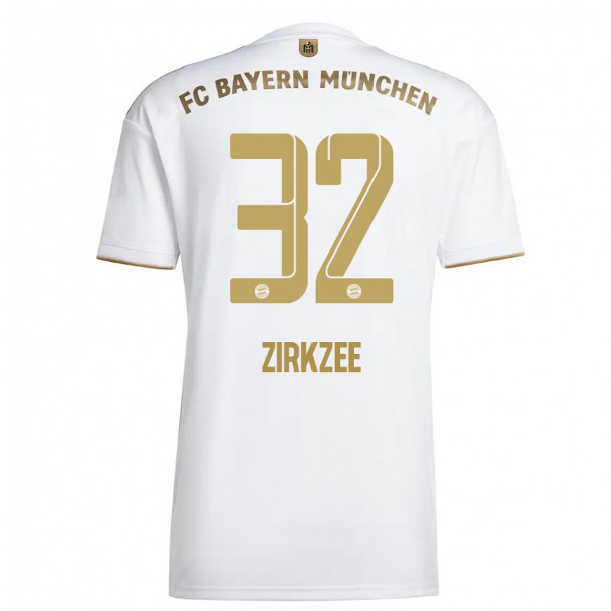 Kandiny Hombre Camiseta Joshua Zirkzee #32 Oro Blanco 2ª Equipación 2022/23 La Camisa Chile