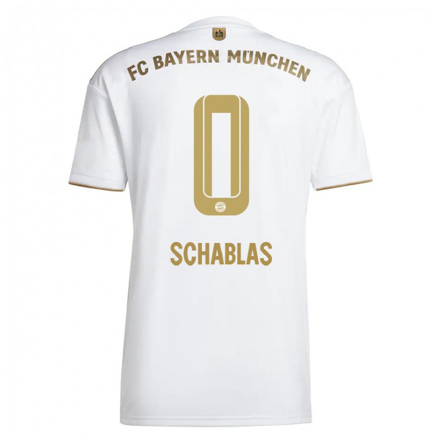 Kandiny Hombre Camiseta Matteo Schablas #0 Oro Blanco 2ª Equipación 2022/23 La Camisa Chile