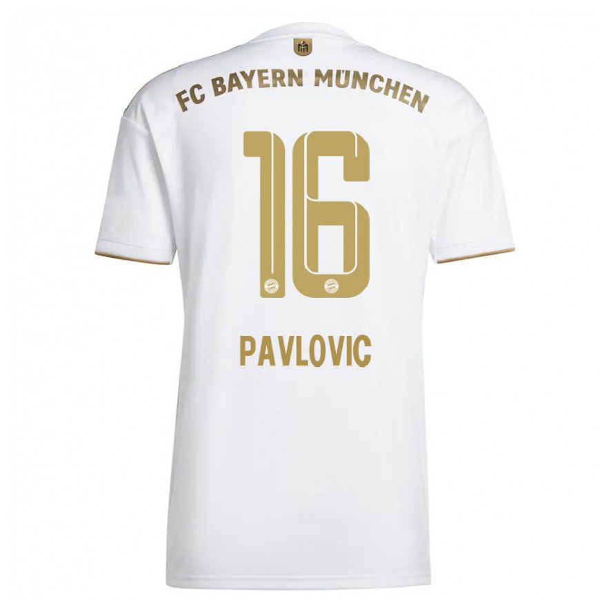 Kandiny Hombre Camiseta Aleksandar Pavlovic #16 Oro Blanco 2ª Equipación 2022/23 La Camisa Chile