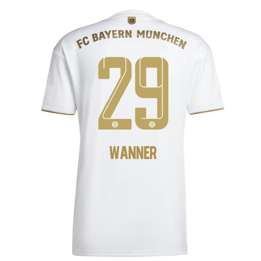 Kandiny Hombre Camiseta Paul Wanner #29 Oro Blanco 2ª Equipación 2022/23 La Camisa Chile