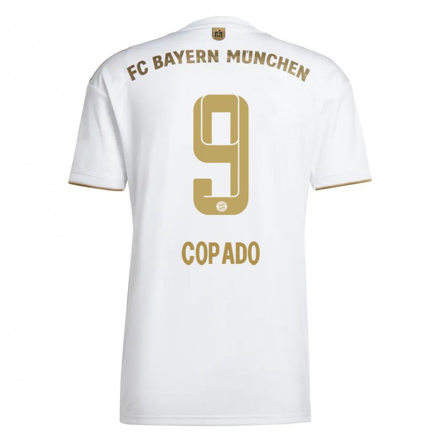 Kandiny Hombre Camiseta Lucas Copado #9 Oro Blanco 2ª Equipación 2022/23 La Camisa Chile