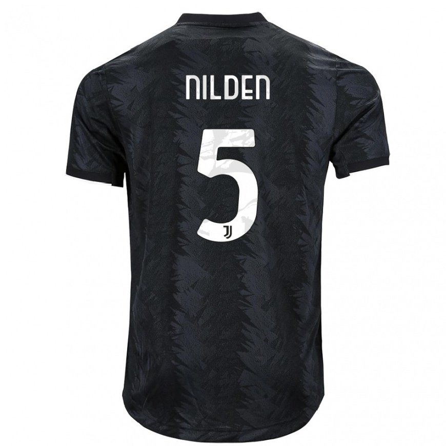 Kandiny Hombre Camiseta Amanda Nilden #5 Negro Oscuro 2ª Equipación 2022/23 La Camisa Chile