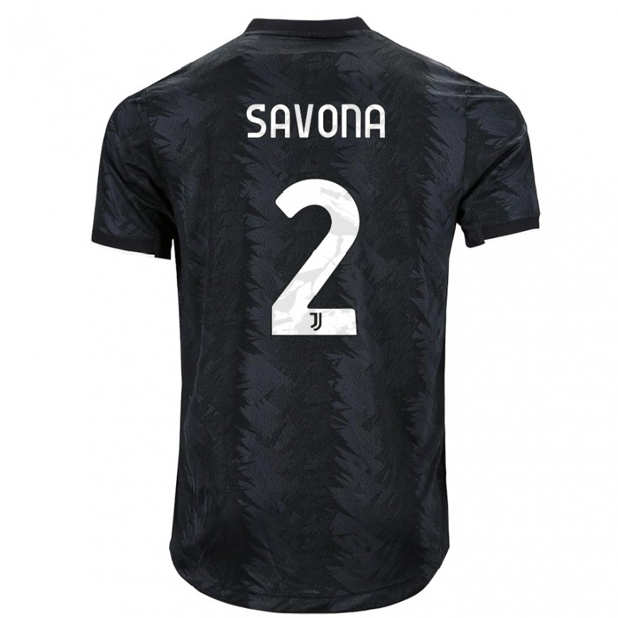 Kandiny Hombre Camiseta Nicolo Savona #2 Negro Oscuro 2ª Equipación 2022/23 La Camisa Chile