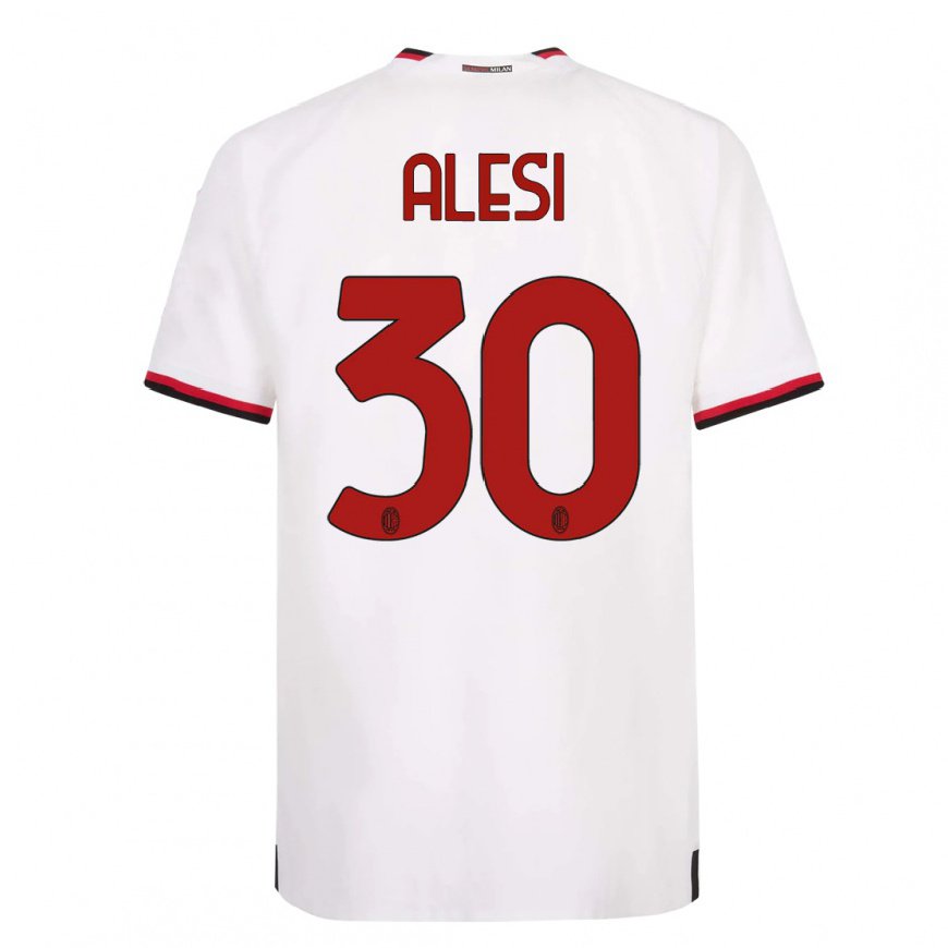 Kandiny Hombre Camiseta Gabriele Alesi #30 Blanco Rojo 2ª Equipación 2022/23 La Camisa Chile