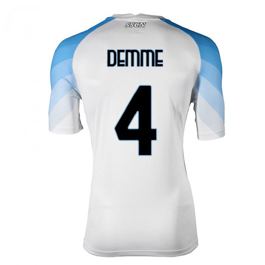 Kandiny Hombre Camiseta Diego Demme #4 Blanco Cielo Azul 2ª Equipación 2022/23 La Camisa Chile