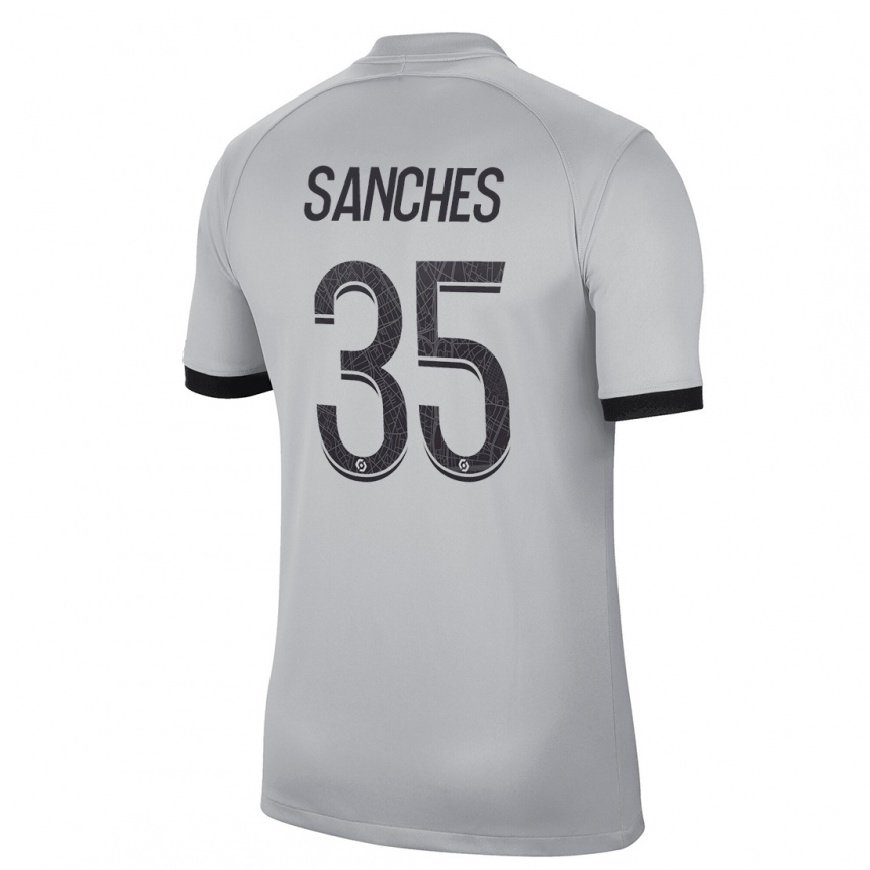 Kandiny Hombre Camiseta Renato Sanches #35 Gris 2ª Equipación 2022/23 La Camisa Chile