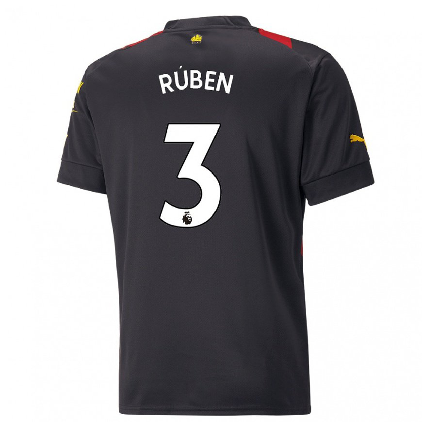 Kandiny Hombre Camiseta Ruben Dias #3 Negro Rojo 2ª Equipación 2022/23 La Camisa Chile