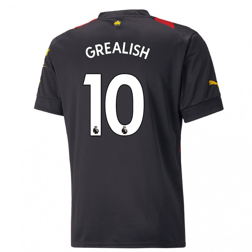 Kandiny Hombre Camiseta Jack Grealish #10 Negro Rojo 2ª Equipación 2022/23 La Camisa Chile