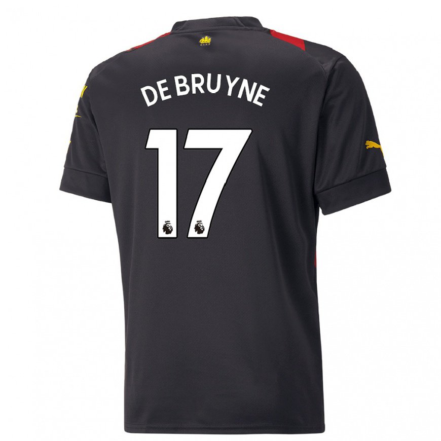 Kandiny Hombre Camiseta Kevin De Bruyne #17 Negro Rojo 2ª Equipación 2022/23 La Camisa Chile