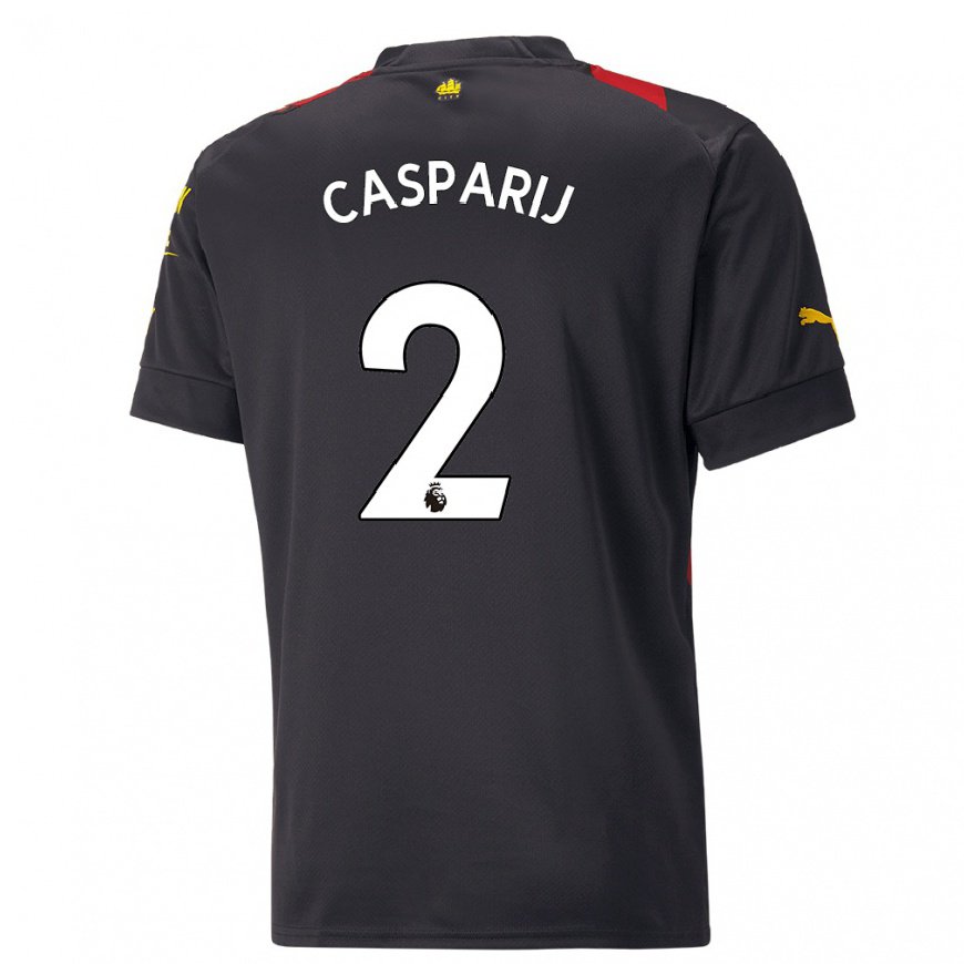 Kandiny Hombre Camiseta Kerstin Casparij #2 Negro Rojo 2ª Equipación 2022/23 La Camisa Chile