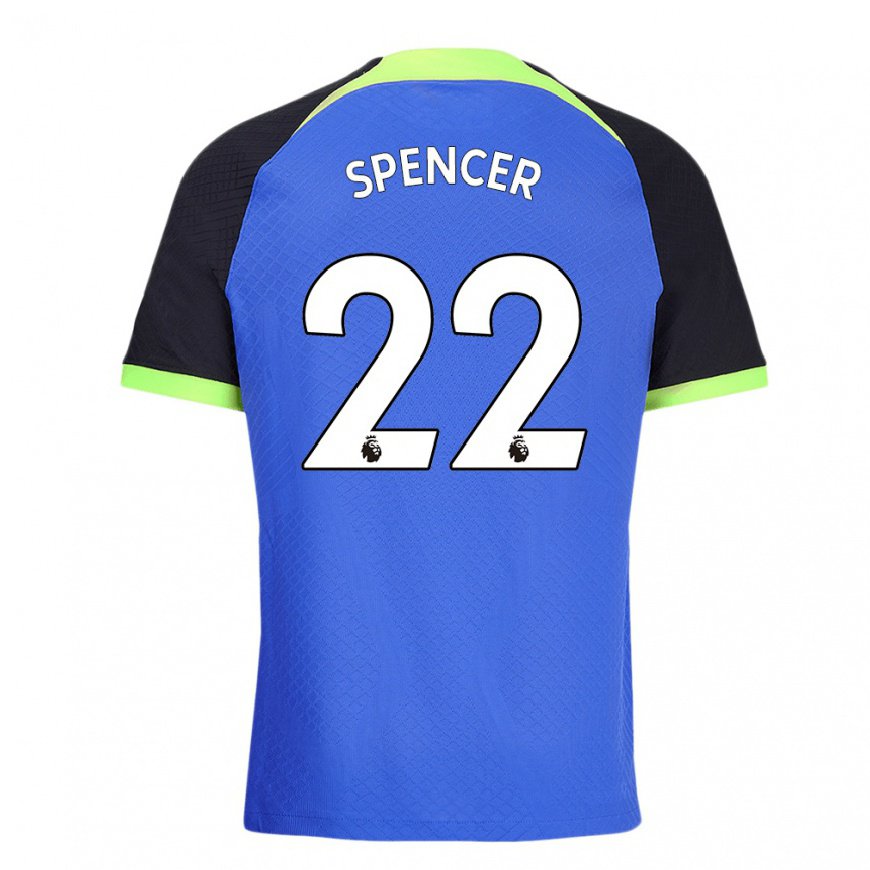 Kandiny Hombre Camiseta Rebecca Spencer #22 Azul Verde 2ª Equipación 2022/23 La Camisa Chile