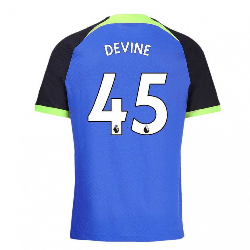 Kandiny Hombre Camiseta Alfie Devine #45 Azul Verde 2ª Equipación 2022/23 La Camisa Chile