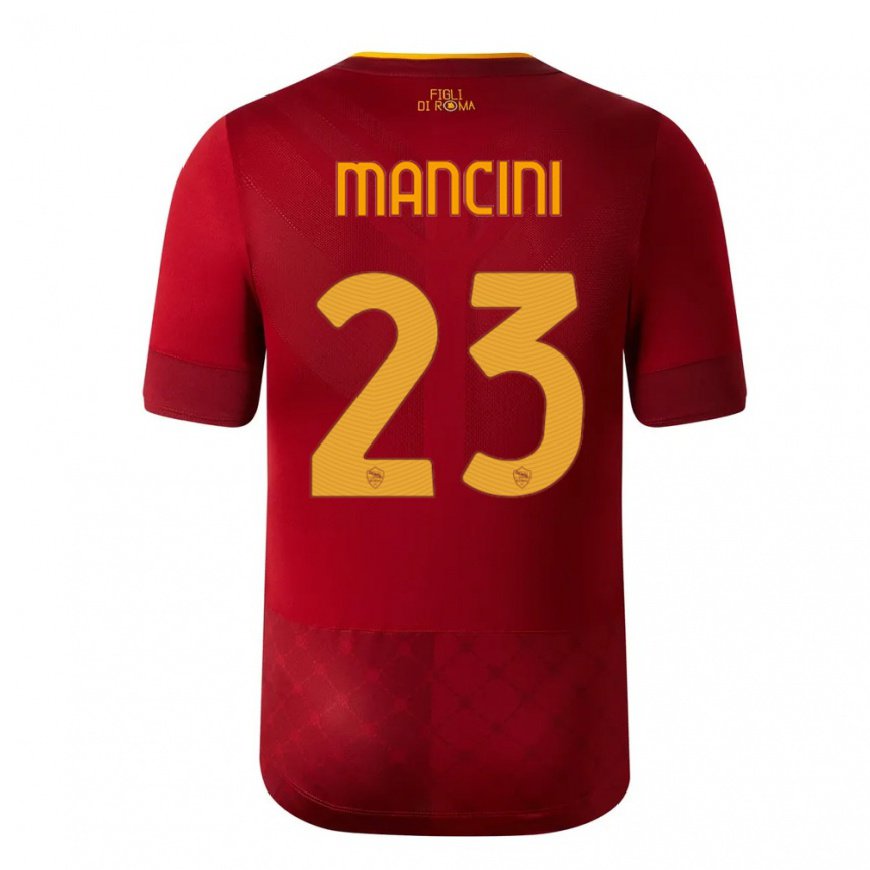 Kandiny Mujer Camiseta Gianluca Mancini #23 Marrón Rojo 1ª Equipación 2022/23 La Camisa Chile