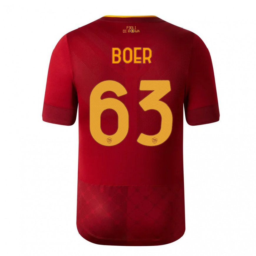 Kandiny Mujer Camiseta Pietro Boer #63 Marrón Rojo 1ª Equipación 2022/23 La Camisa Chile