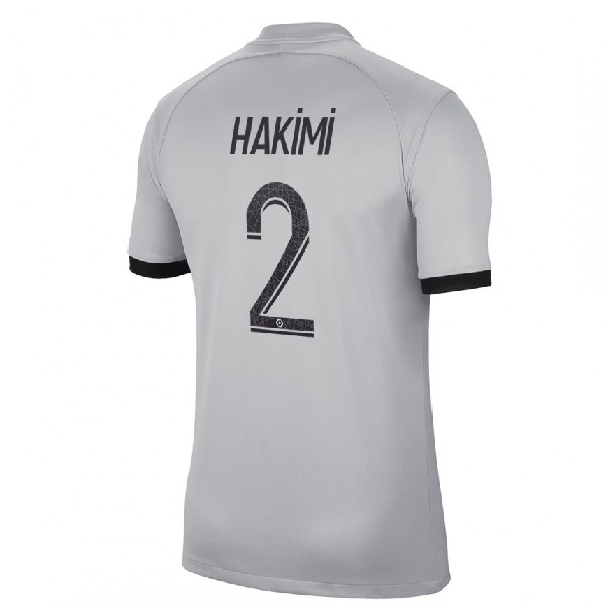 Kandiny Mujer Camiseta Achraf Hakimi #2 Gris 2ª Equipación 2022/23 La Camisa Chile
