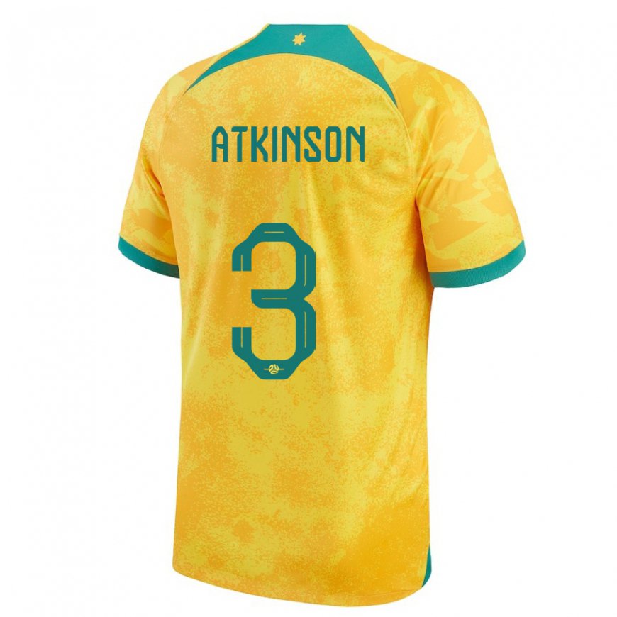Kandiny Niño Camiseta Australia Nathaniel Atkinson #3 Dorado 1ª Equipación 22-24 La Camisa Chile