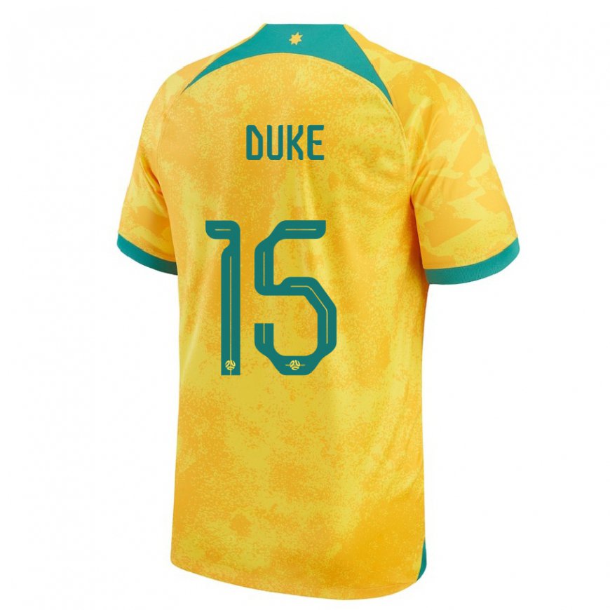 Kandiny Niño Camiseta Australia Mitchell Duke #15 Dorado 1ª Equipación 22-24 La Camisa Chile