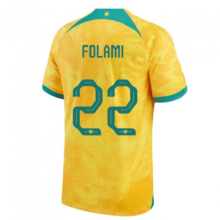 Kandiny Niño Camiseta Australia Ben Folami #22 Dorado 1ª Equipación 22-24 La Camisa Chile