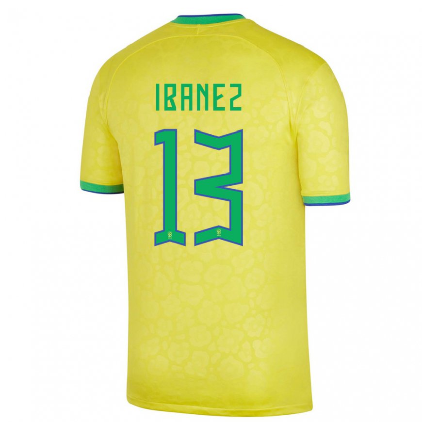 Kandiny Niño Camiseta Brasil Roger Ibanez #13 Amarillo 1ª Equipación 22-24 La Camisa Chile