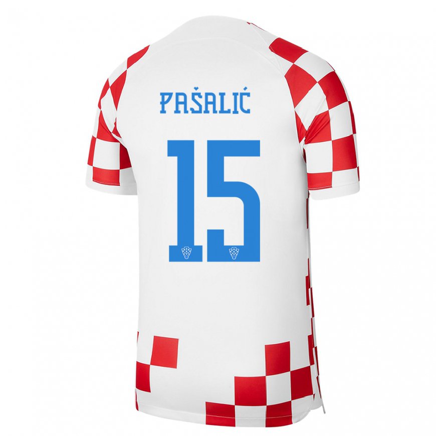 Kandiny Niño Camiseta Croacia Mario Pasalic #15 Rojo Blanco 1ª Equipación 22-24 La Camisa Chile