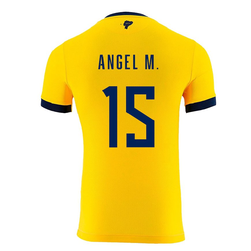 Kandiny Niño Camiseta Ecuador Angel Mena #15 Amarillo 1ª Equipación 22-24 La Camisa Chile