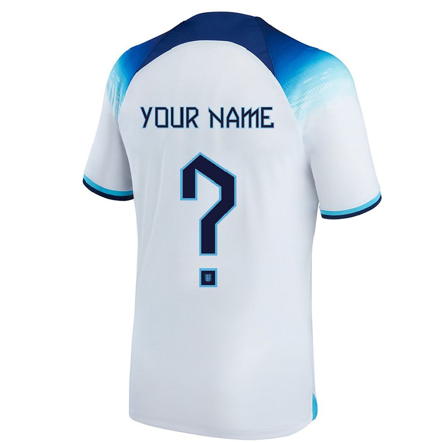 Kandiny Niño Camiseta Inglaterra Su Nombre #0 Blanco Azul 1ª Equipación 22-24 La Camisa Chile