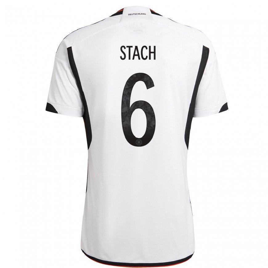 Kandiny Niño Camiseta Alemania Anton Stach #6 Blanco Negro 1ª Equipación 22-24 La Camisa Chile