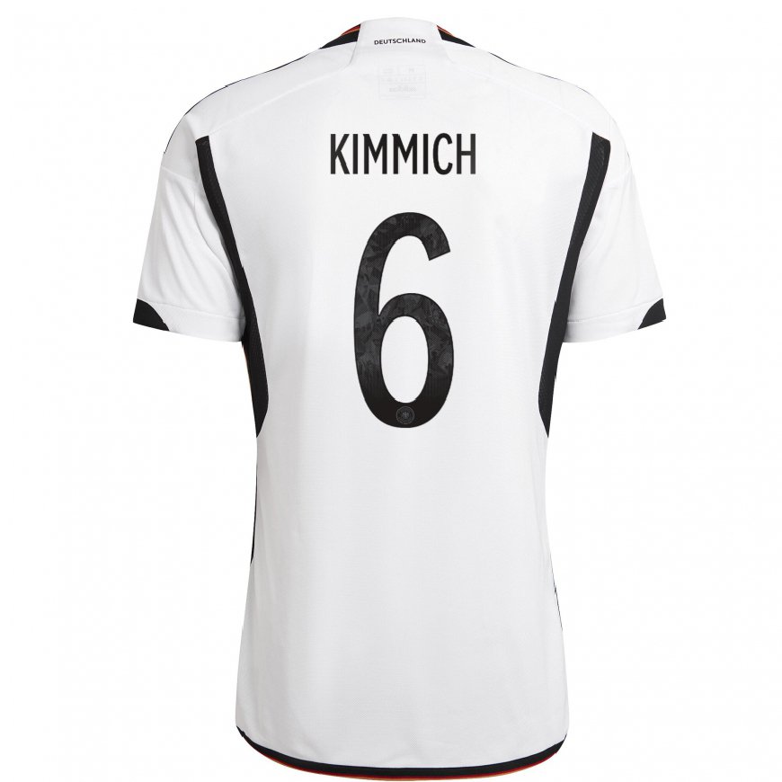 Kandiny Niño Camiseta Alemania Joshua Kimmich #6 Blanco Negro 1ª Equipación 22-24 La Camisa Chile