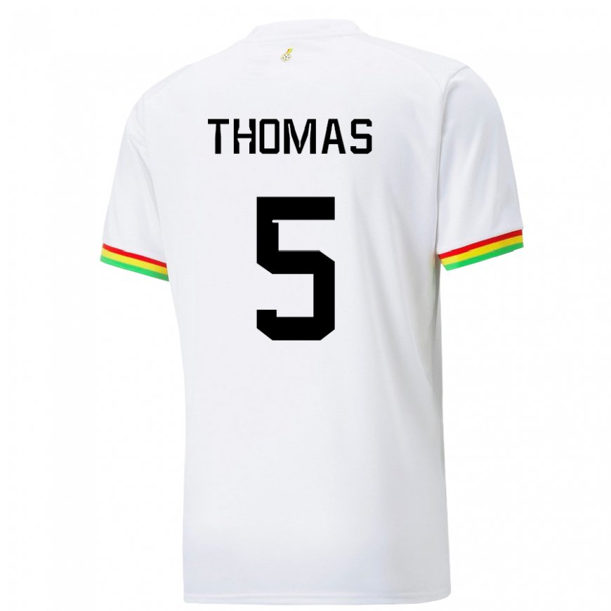 Kandiny Niño Camiseta Ghana Thomas Partey #5 Blanco 1ª Equipación 22-24 La Camisa Chile