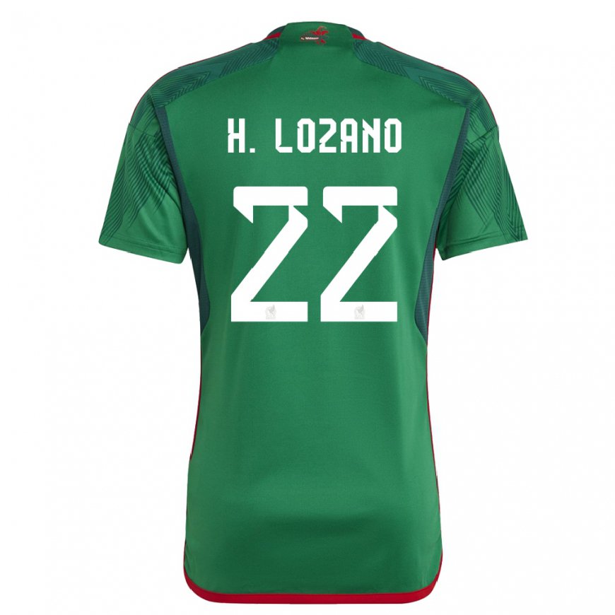 Kandiny Niño Camiseta México Hirving Lozano #22 Verde 1ª Equipación 22-24 La Camisa Chile